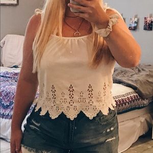 Say What? Tops - White scallop top Say What? Tops - White scallop top